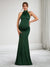 Trumpet/Mermaid Halter Neck Sleeveless Floor Length Baby Shower Wedding Guest Dresses