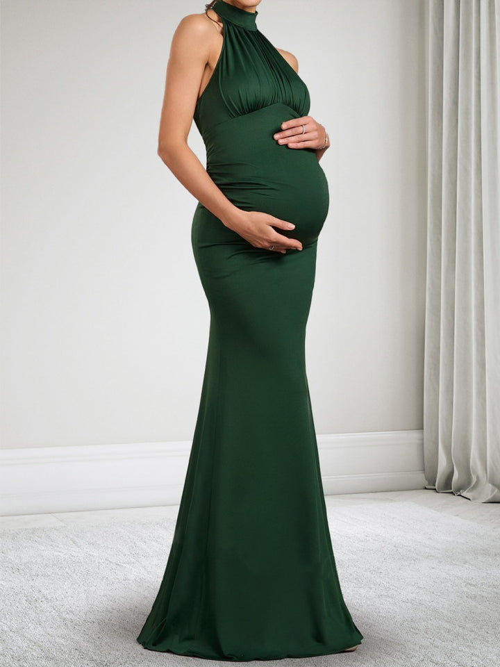 Trumpet/Mermaid Halter Neck Sleeveless Floor Length Maternity Wedding Guest Dresses