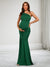 Trumpet/Mermaid One Shoulder Sleeveless Floor Length Baby Shower Wedding Guest Dresses with Side Slit