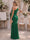 Trumpet/Mermaid One Shoulder Sleeveless Floor Length Maternity Wedding Guest Dresses with Side Slit