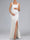 Sheath/Cloumn Square Neck Sleeveless Floor Length Maternity Wedding Guest Dresses with Side Slit