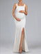 Sheath/Cloumn Square Neck Sleeveless Floor Length Maternity Wedding Guest Dresses with Side Slit