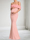 Trumpet/Mermaid Off-the-Shoulder Floor-Length Maternity Wedding Guest Dresses with 3D Floral