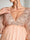 A-Line/Princess V-Neck 3/4 Sleeves Sweep Train Tulle Sequin Maternity Wedding Guest Dresses with Side Slit