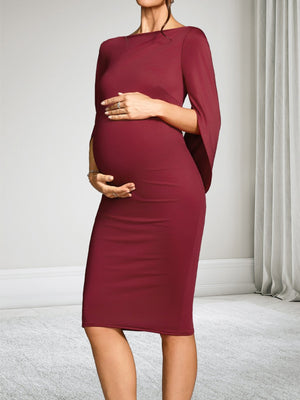 Sheath/Cloumn Boat Neck Half Sleeves Knee-Length Baby Shower Wedding Guest Dresses