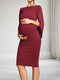 Sheath/Cloumn Boat Neck Half Sleeves Knee-Length Maternity Wedding Guest Dresses