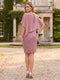 Sheath/Cloumn Round Neck Short Sleeves Knee-Length Lace Maternity Wedding Guest Dresses