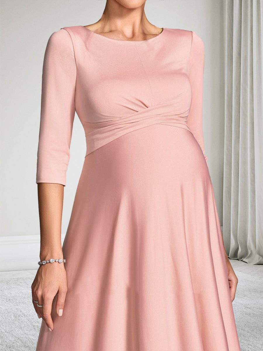 A-Line/Princess Scoop Neck Half Sleeves Knee-Length Maternity Wedding Guest Dresses