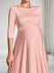 A-Line/Princess Scoop Neck Half Sleeves Knee-Length Maternity Wedding Guest Dresses