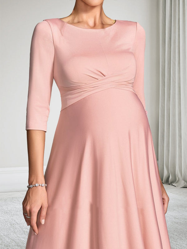 A-Line/Princess Scoop Neck Half Sleeves Knee-Length Baby Shower Wedding Guest Dresses