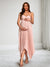 A-Line/Princess Spaghetti Straps Tea-Length Asymmetrical Pleated Satin Baby Shower Wedding Guest Dresses