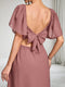 A-Line/Princess V-Neck Ankle-Length Short Sleeves Chiffon Maternity Wedding Guest Dresses with Bowknot
