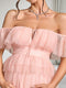 A-Line/Princess Off-the-Shoulder Ankle-Length Tulle Maternity Wedding Guest Dresses with Tiered Ruffles