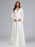 A-Line/Princess V-Neck Long Sleeves Floor-Length Chiffon Baby Shower Wedding Guest Dresses with 3D Floral