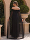Trumpet/Mermaid Off-the-Shoulder Floor-Length Chiffon Maternity Wedding Guest Dresses with Cape