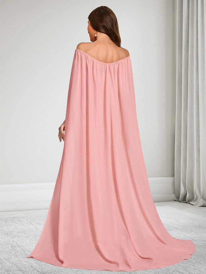 Trumpet/Mermaid Off-the-Shoulder Floor-Length Maternity Wedding Guest Dresses with Cape