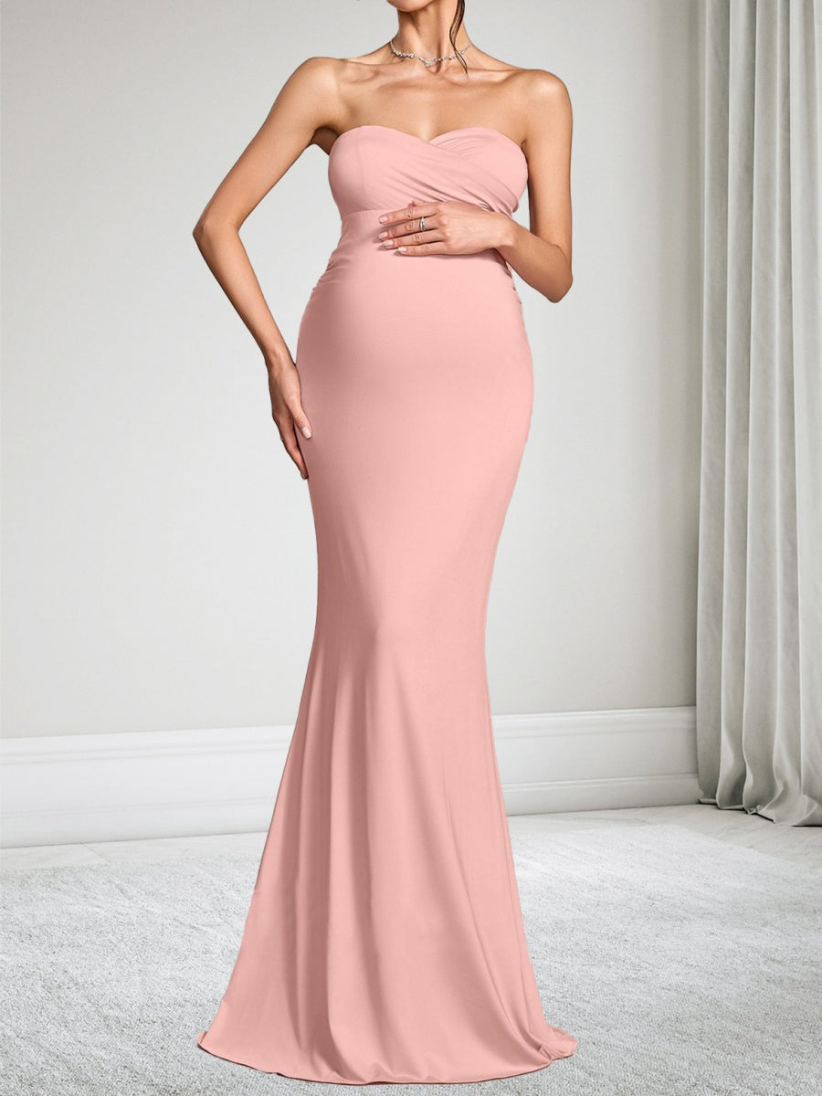 Trumpet/Mermaid Off-the-Shoulder Floor-Length Maternity Wedding Guest Dresses with Cape