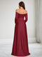 A-Line/Princess Off-the-Shoulder Long Sleeves Floor-Length Maternity Wedding Guest Dresses