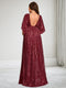 A-Line/Princess V-Neck Short Sleeves Sequin Floor-Length Maternity Wedding Guest Dresses with Side Slit