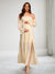 A-Line/Princess Off-the-Shoulder Long Sleeves Chiffon Ankle-Length Baby Shower Wedding Guest Dresses with Side Slit