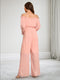 Off-the-Shoulder Long Sleeves Chiffon Jumpsuits Maternity Wedding Guest Dresses with Pleated