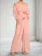 Off-the-Shoulder Long Sleeves Chiffon Jumpsuits Maternity Wedding Guest Dresses with Pleated