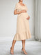 A-Line/Princess Off-the-Shoulder Short Sleeves Chiffon Maternity Wedding Guest Dresses with Ruffles