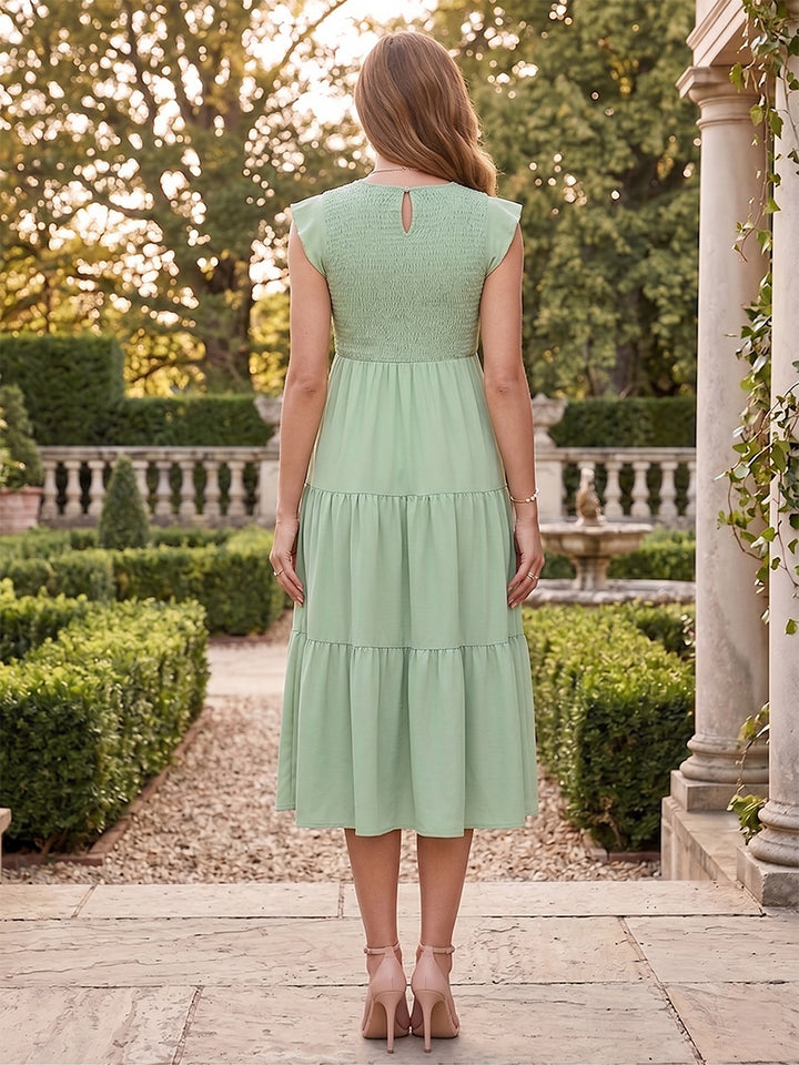 A-Line/Princess Round Neck Sleeveless Knee-Length Chiffon Maternity Wedding Guest Dresses