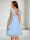 A-Line/Princess V-Neck Cap Sleeves Knee-Length Tulle Maternity Wedding Guest Dresses