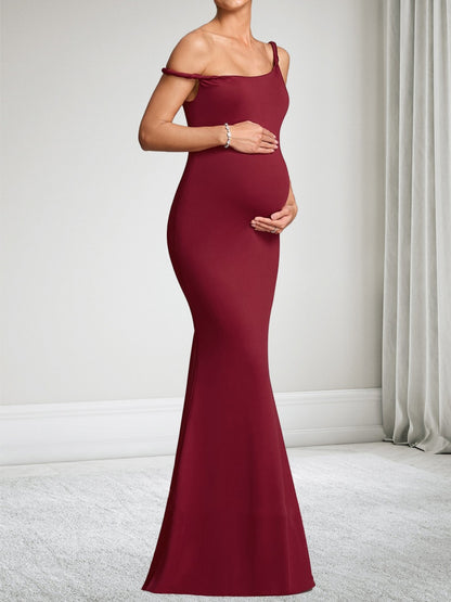 Trumpet/Mermaid Asymmetrical Neck Sleeveless Floor-Length Baby Shower Wedding Guest Dresses