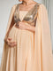 A-Line/Princess Square Neck Floor-Length Chiffon Maternity Wedding Guest Dresses with Cape & Sequins