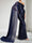 Trumpet/Mermaid One Shoulder Sequin Floor-Length Maternity Wedding Guest Dresses with Cape