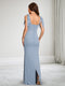 Sheath/Cloumn Square Neck Chiffon Floor-Length Maternity Wedding Guest Dresses with Bowknot