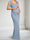 Sheath/Cloumn Square Neck Chiffon Floor-Length Maternity Wedding Guest Dresses with Bowknot
