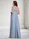 A-Line/Princess V-Neck Chiffon Floor-Length Maternity Wedding Guest Dresses with Ruched
