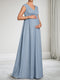 A-Line/Princess V-Neck Chiffon Floor-Length Maternity Wedding Guest Dresses with Ruched