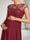 A-Line/Princess Boat Neck Cap Sleeves Floor-Length Maternity Wedding Guest Dresses with Lace