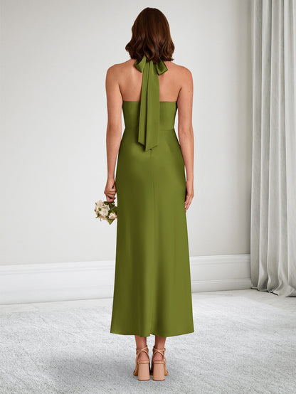 Sheath/Column Criss Cross Ruched Ankle-Length Baby Shower Bridesmaid Dresses