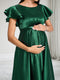 A-Line Crew Neck Floor-Length Maternity Bridesmaid Dresses With Ruffles