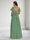 A-Line V-Neck Maternity Bridesmaid Dresses With Ruffles & Bow