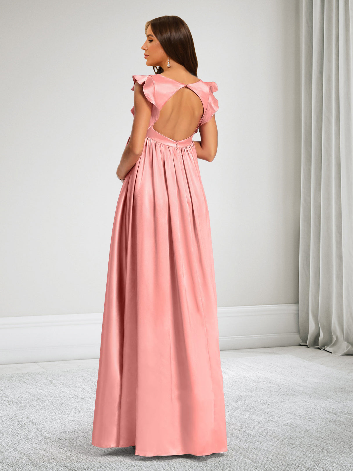 A-Line V-Neck Maternity Bridesmaid Dresses With Ruffles