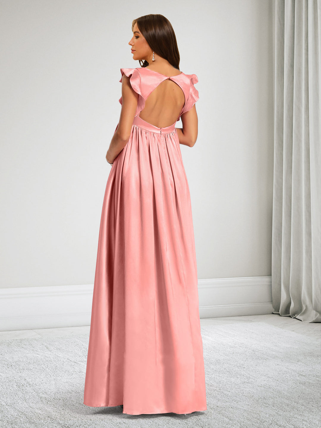A-Line V-Neck Maternity Bridesmaid Dresses With Ruffles