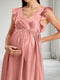 A-Line V-Neck Maternity Bridesmaid Dresses With Ruffles