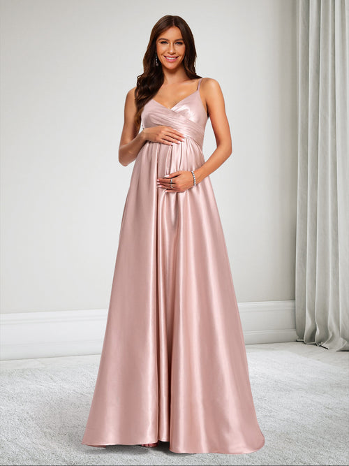 A-Line/Princess Spaghetti Straps Ruched Baby Shower Bridesmaid Dresses