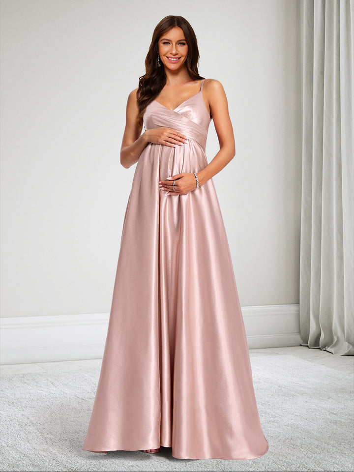 A-Line/Princess Spaghetti Straps Ruched Maternity Bridesmaid Dresses