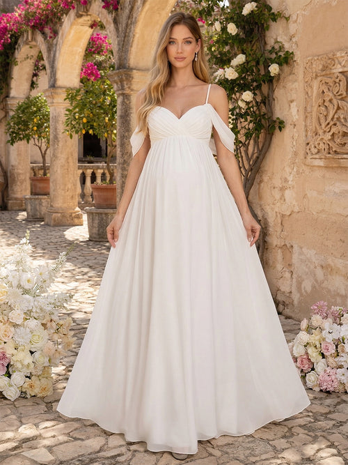 A-Line/Princess Spaghetti Straps Sweetheart Maternity Wedding Dresses