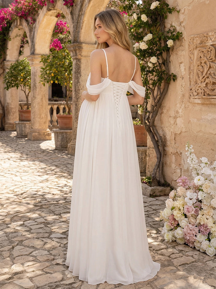 A-Line/Princess Spaghetti Straps Sweetheart Maternity Wedding Dresses With Rhinestone