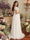 A-Line/Princess Illusion Neck Short Sleeves Floor-Length Maternity Wedding Dresses With Applique & Lace