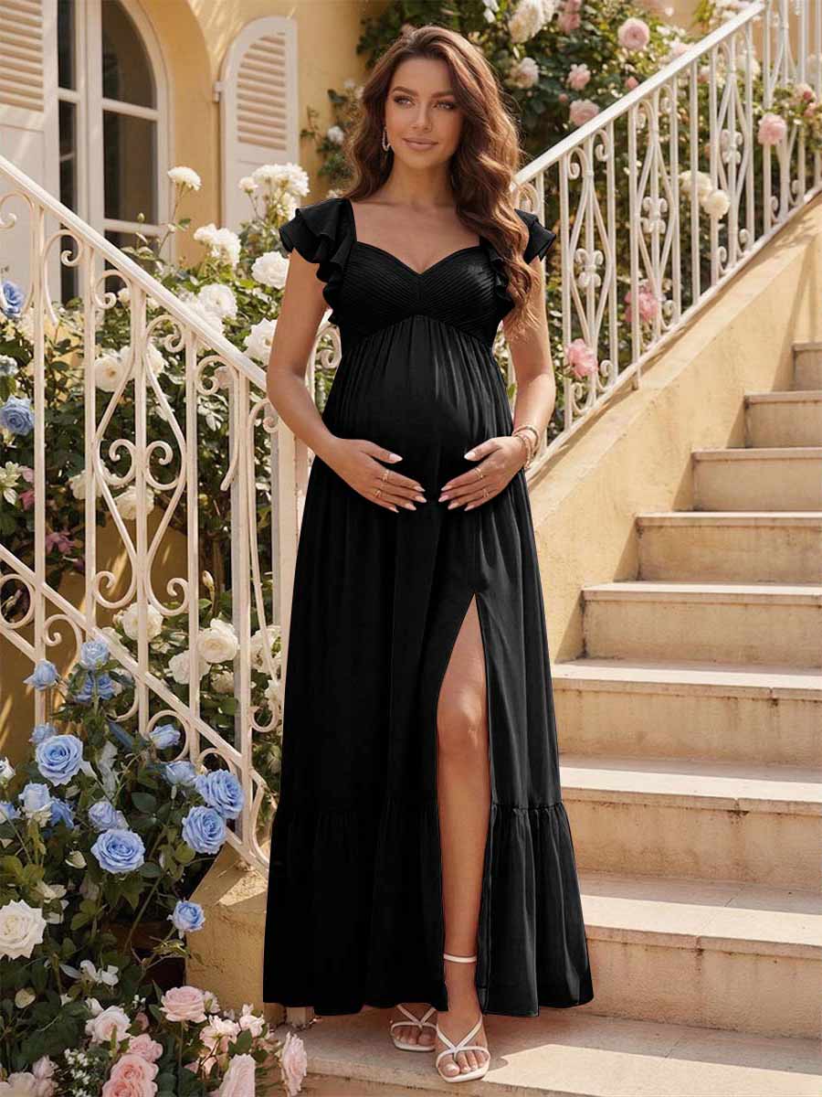 A-Line/Princess Sweetheart Ankle-Length Maternity Bridesmaid Dresses With Ruffles &amp;Split Side