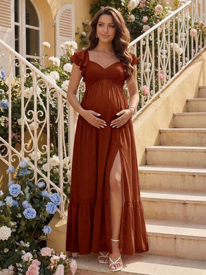 A-Line/Princess Sweetheart Ankle-Length Maternity Bridesmaid Dresses With Ruffles &Split Side